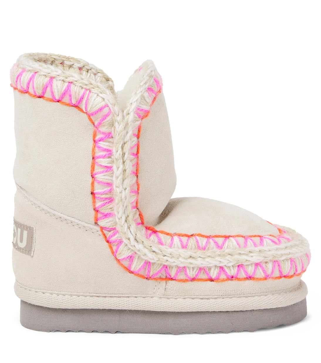 Mou Kids - Embroidered shearling-lined suede boots