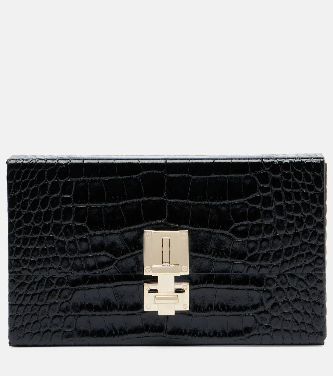 Tom Ford - حقيبة كلاتش جلدية بنمط التمساح T Latch