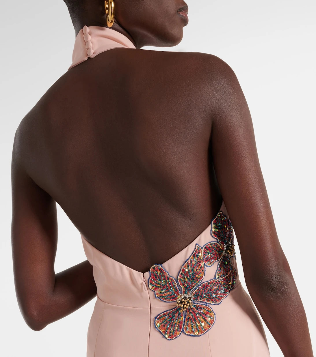Costarellos - Beaded floral-appliqué gown