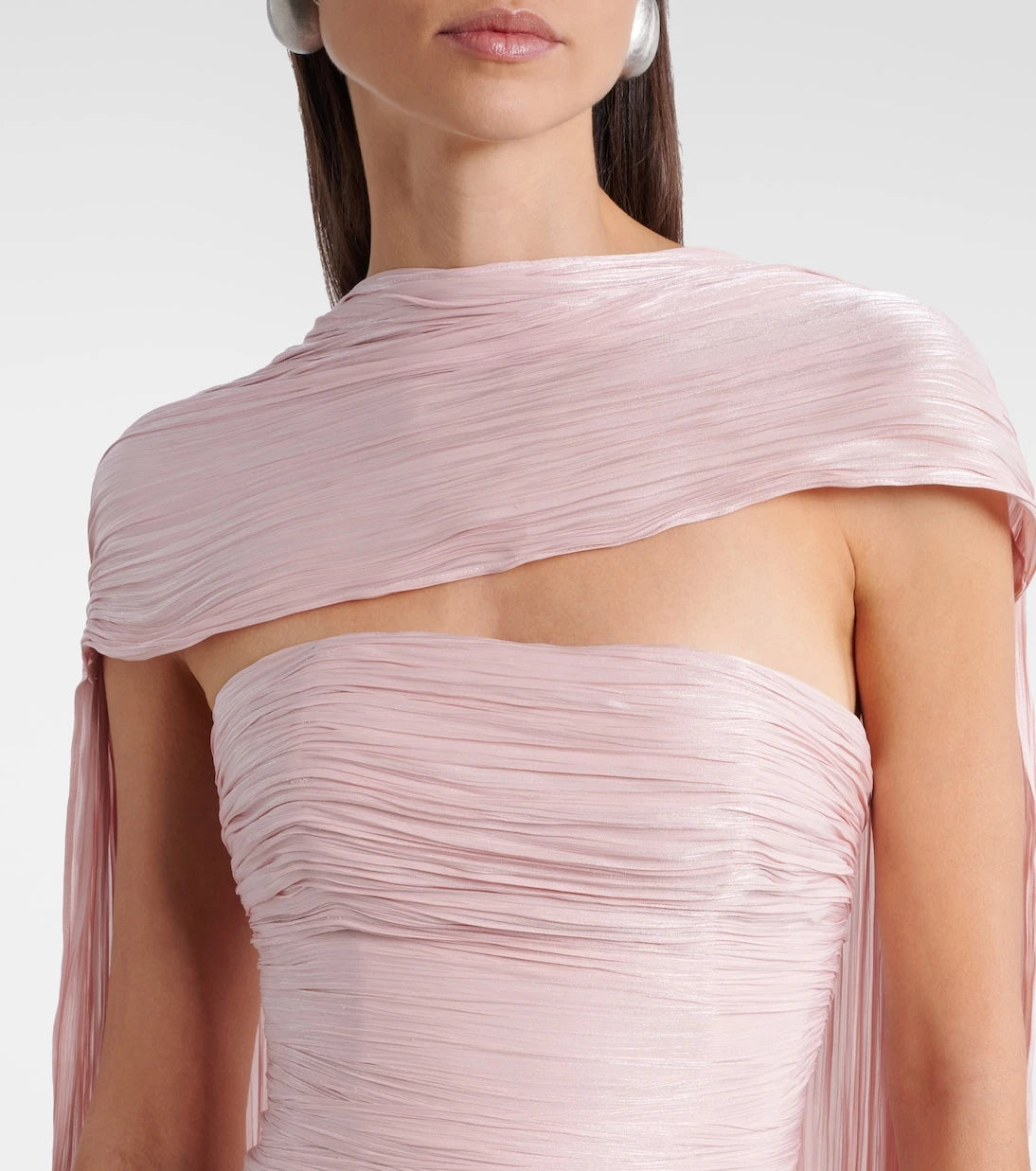 Marmar Halim - Draped pleated scarf-detail bustier gown