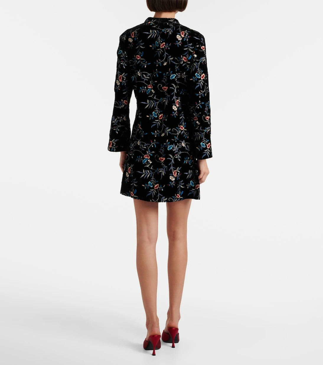 Rixo - Delphina embroidered velvet minidress