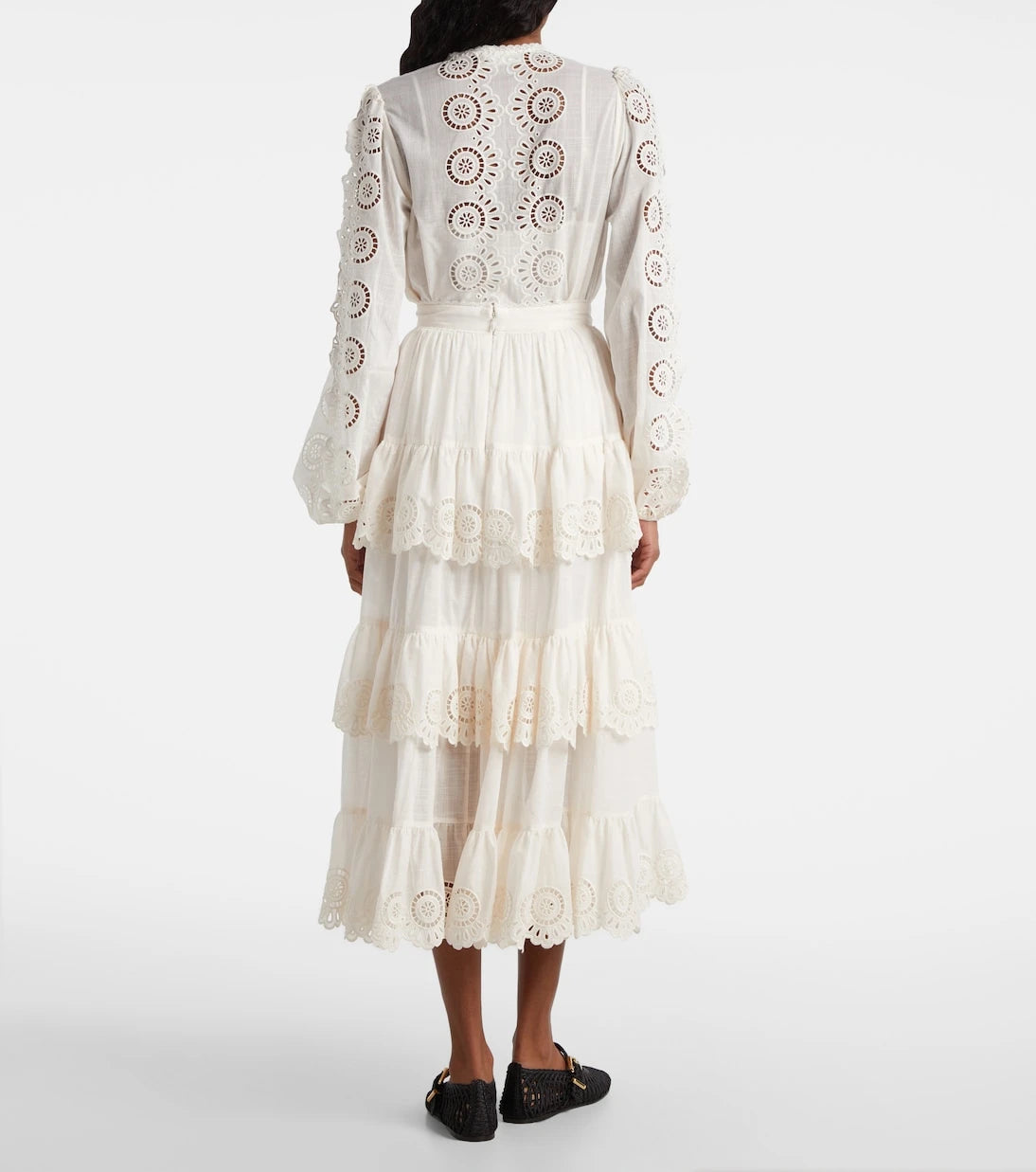 Zimmermann - Lucky embroidered cotton midi skirt