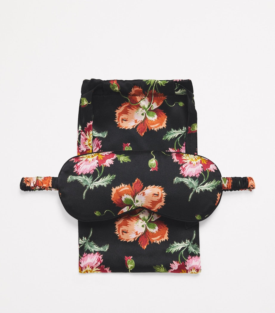 Harrods Black Silk Floral Sleep Mask