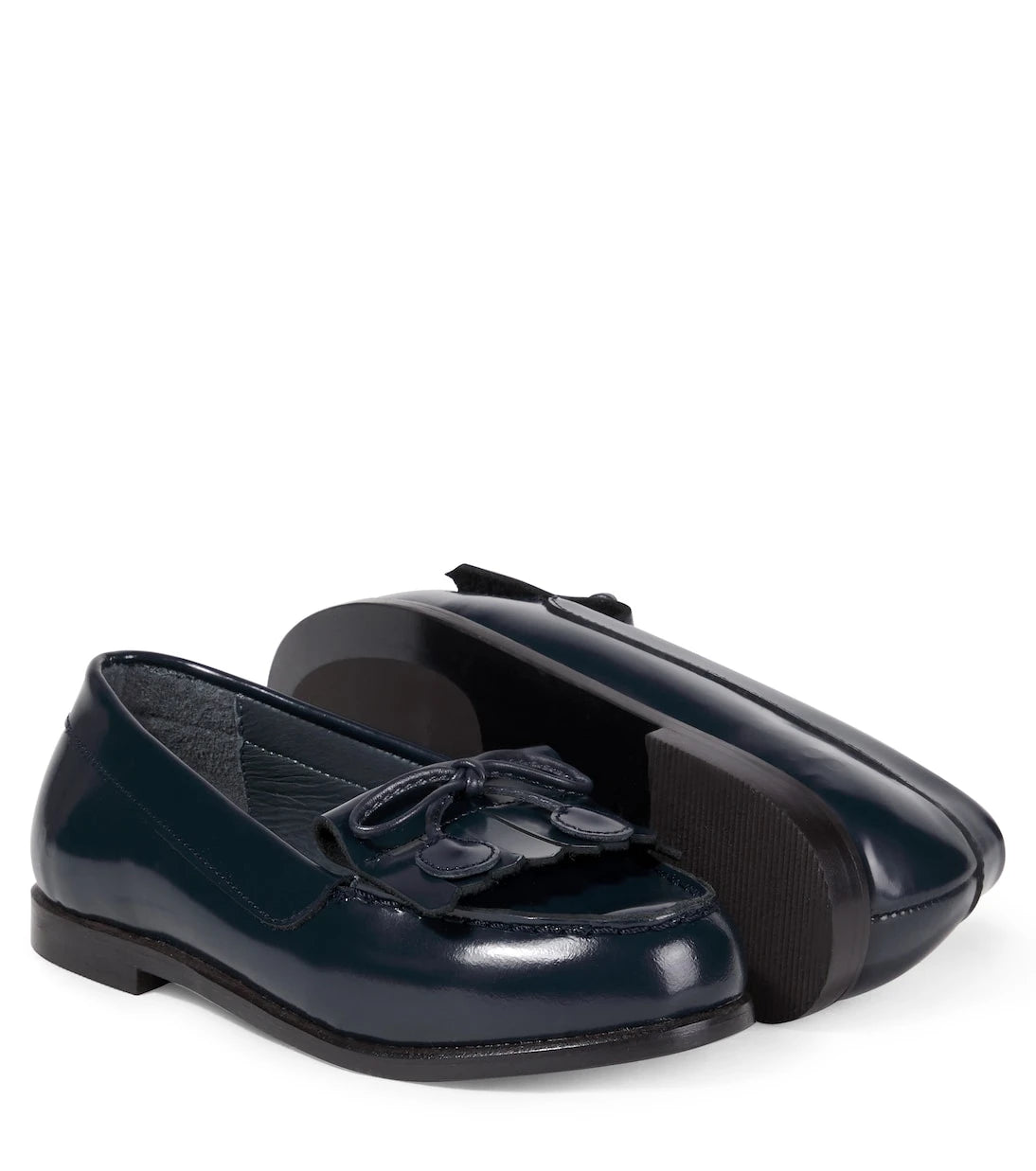 Bonpoint - Jazz bow-detail fringed leather loafers