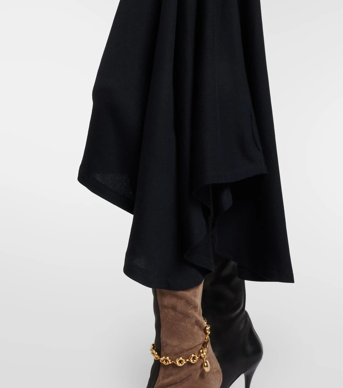 Loewe - Belted ribbed-knit draped cotton-blend midi dress