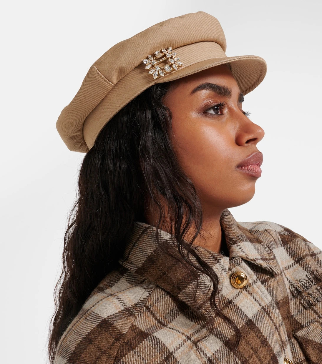 Roger Vivier - Broche Vivier denim newsboy cap