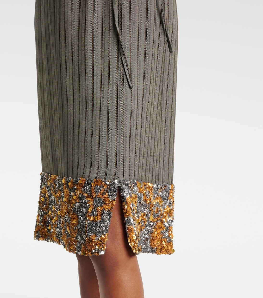 Dries Van Noten - Sequined striped midi skirt