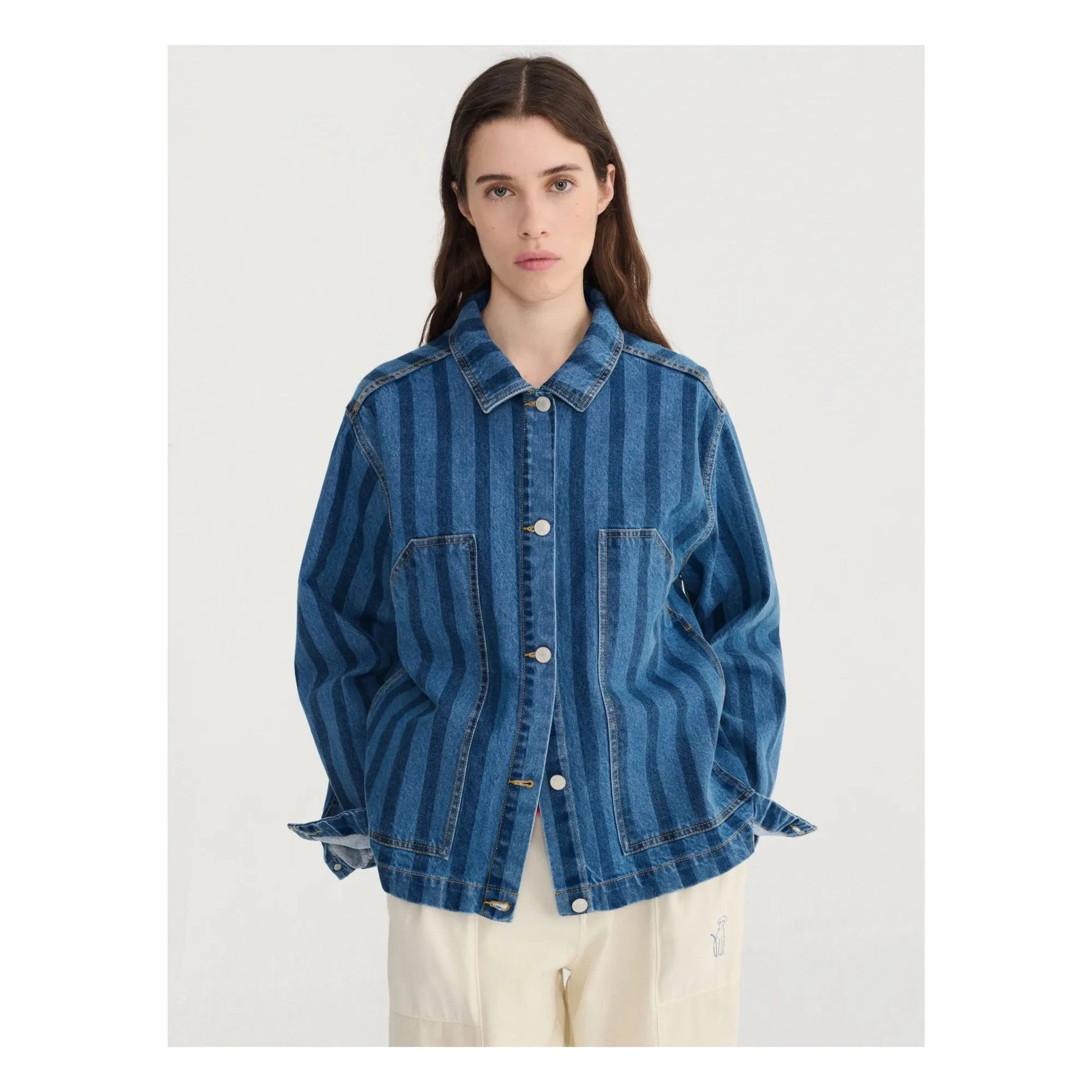 Bobo Choses - Denim Stripes Organic Cotton Jacket | Blue