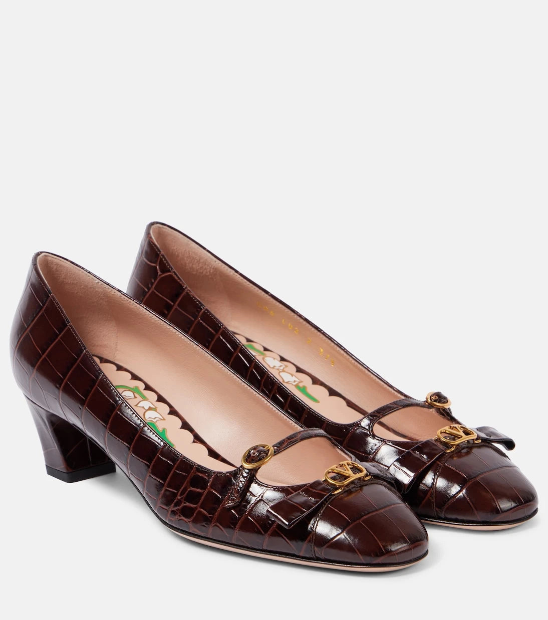 Valentino Garavani - Bowow 45 croc-effect leather pumps