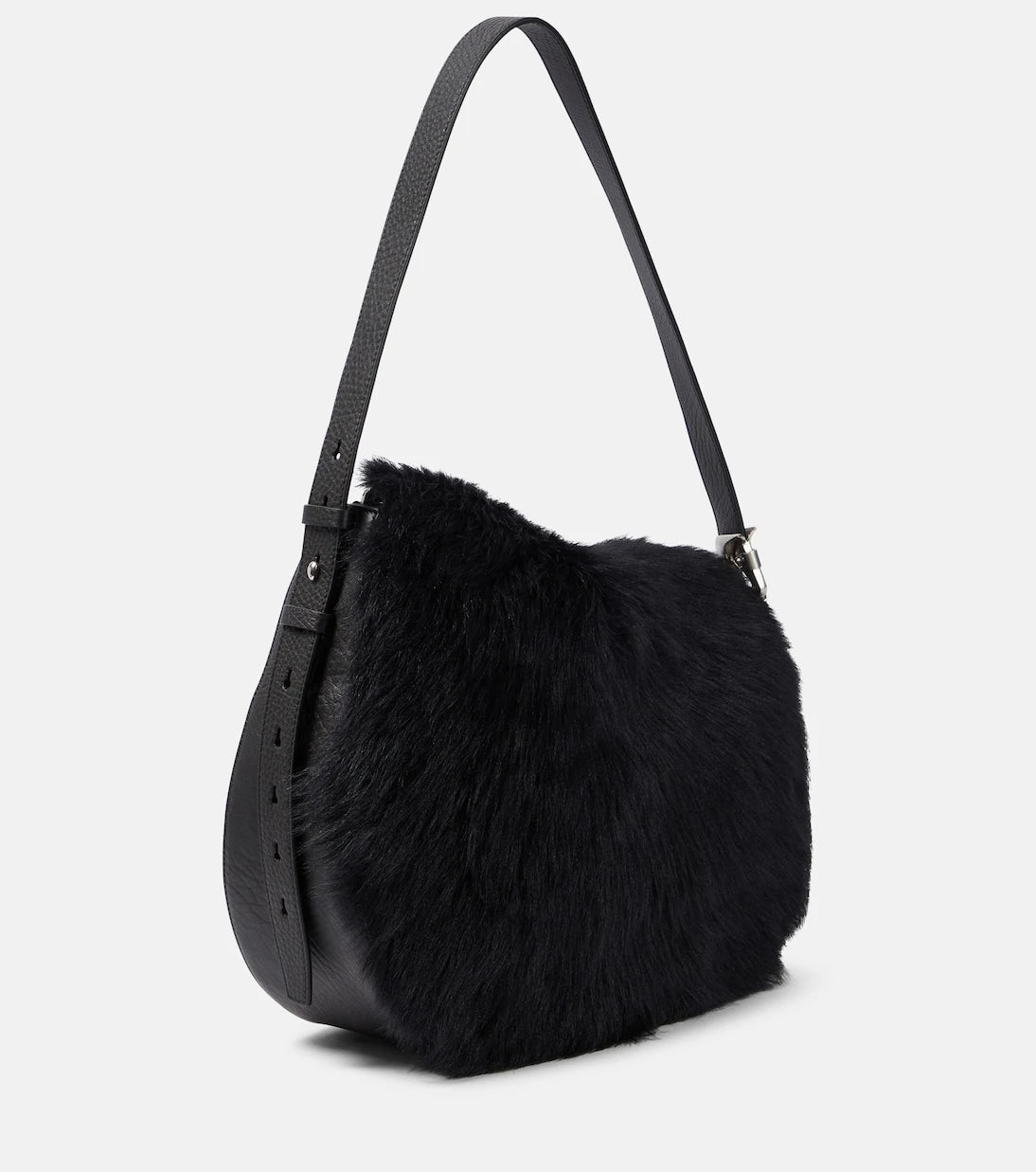 Burberry - Knight Medium leather and shearling shoulder bag