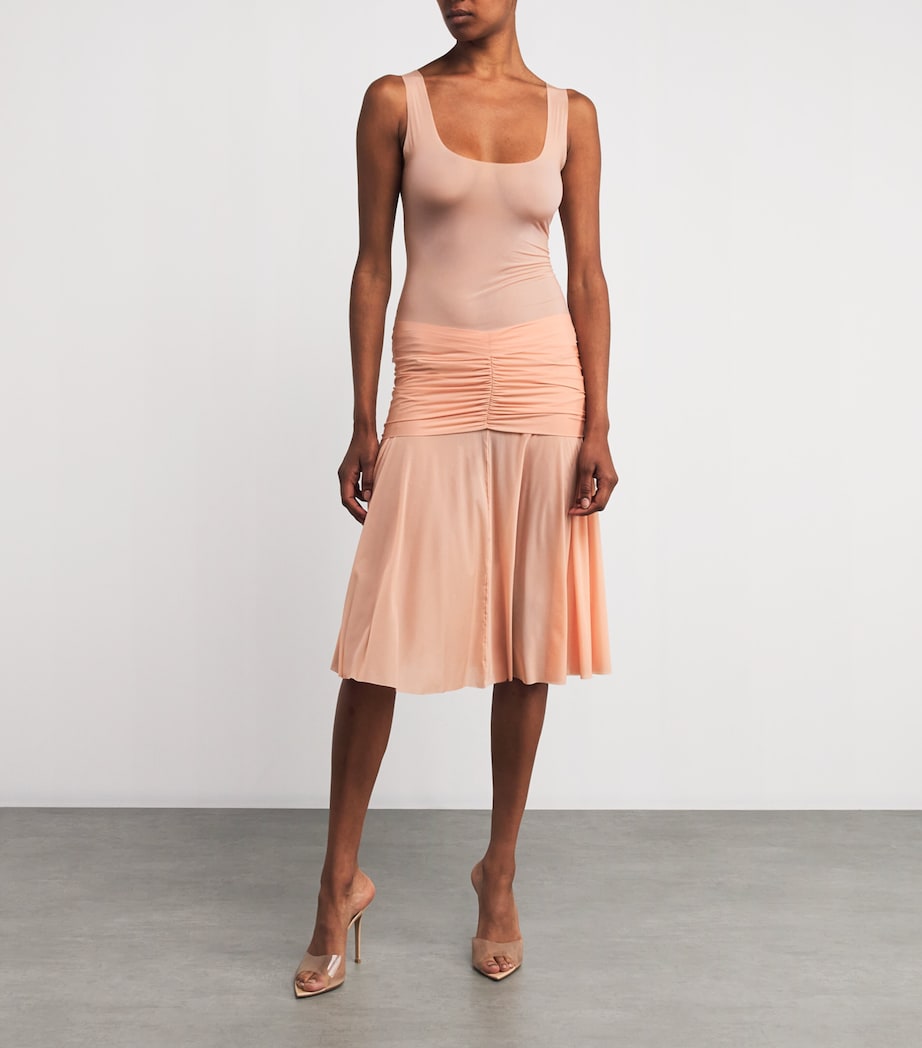Stretch-Jersey Milky Sheer Midi Skirt DESERT CLAY