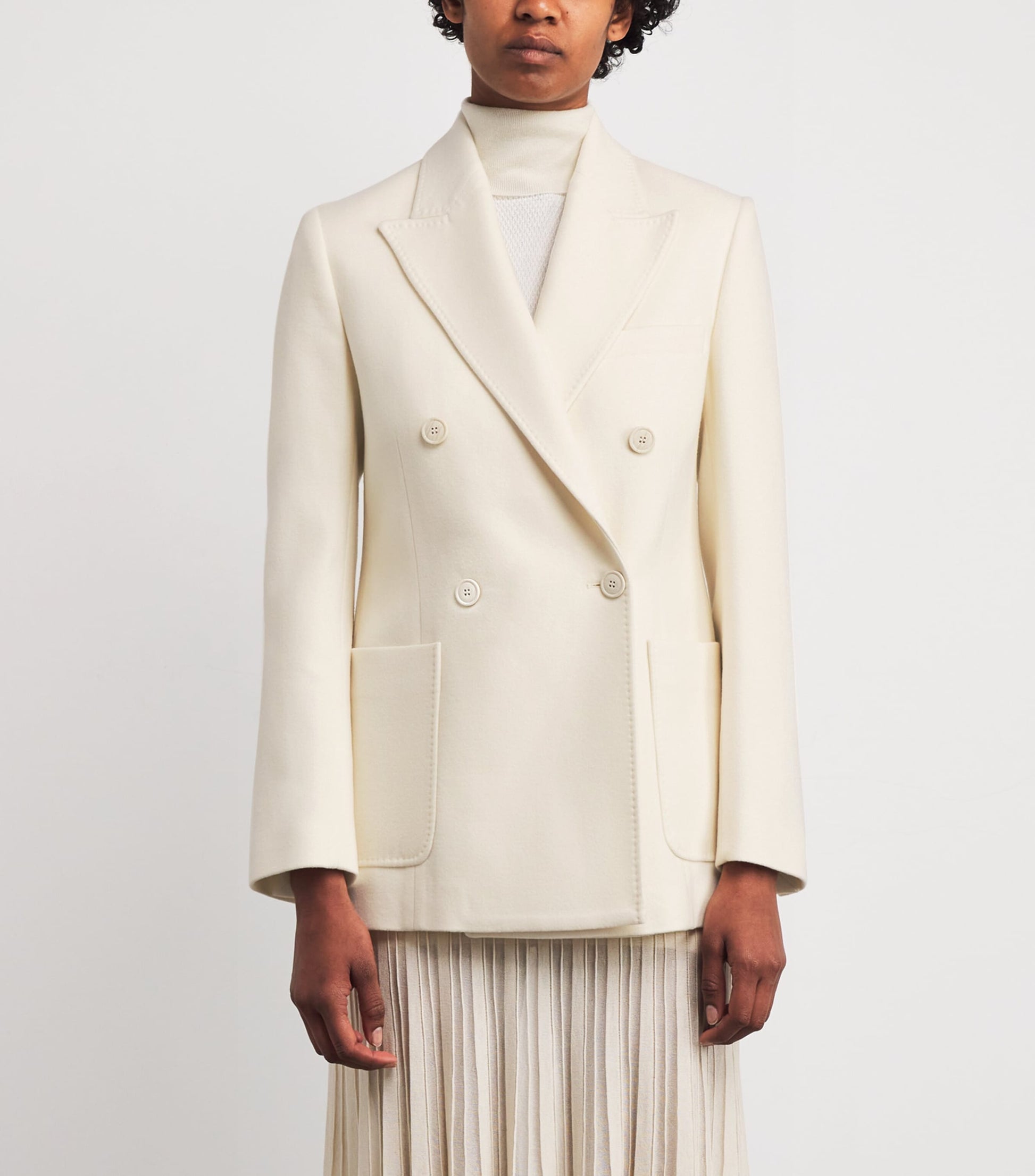 Eleventy White Wool Double-Breasted Blazer