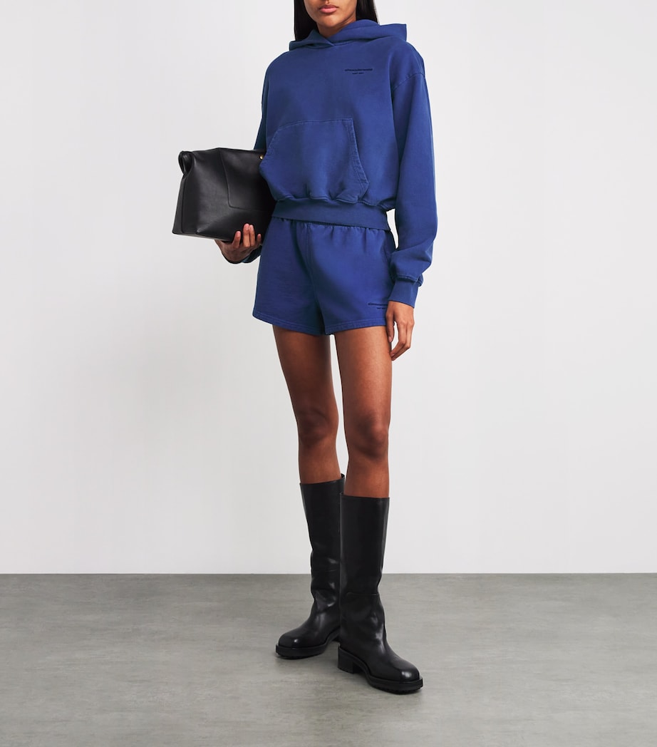 Alexander Wang Blue Cotton Logo Cropped Hoodie