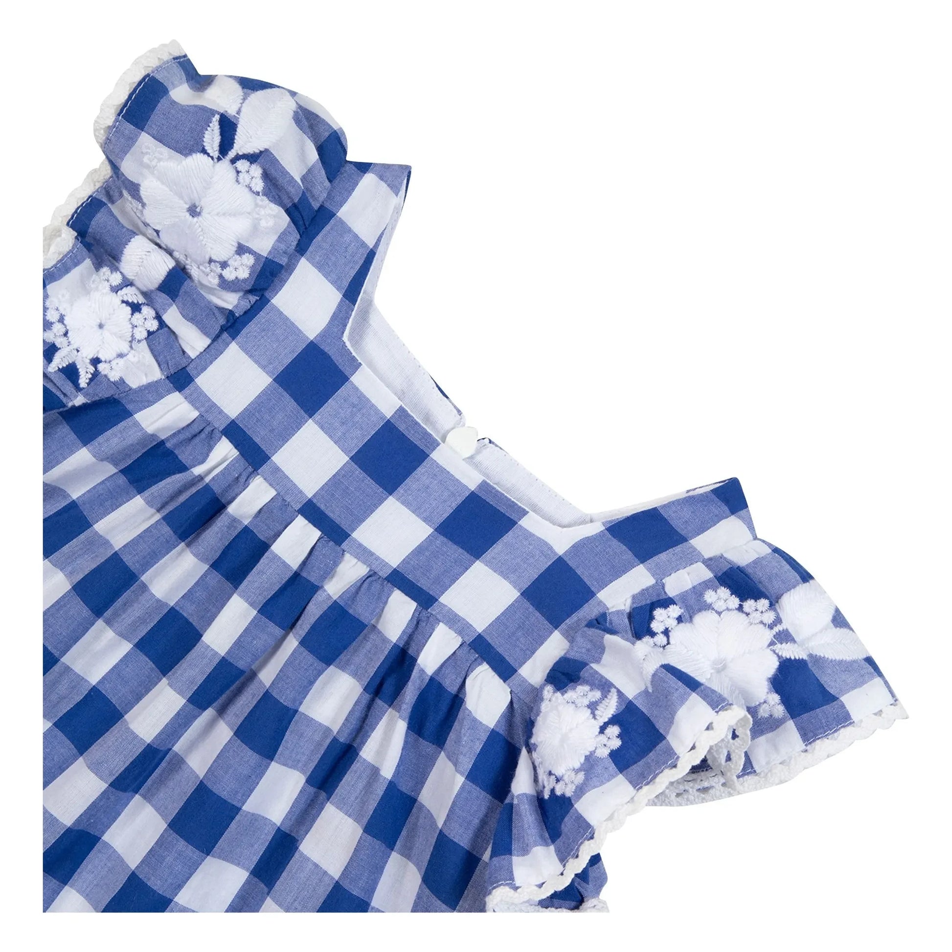 Tartine et Chocolat - Gingham Ruffle Dress | Royal blue