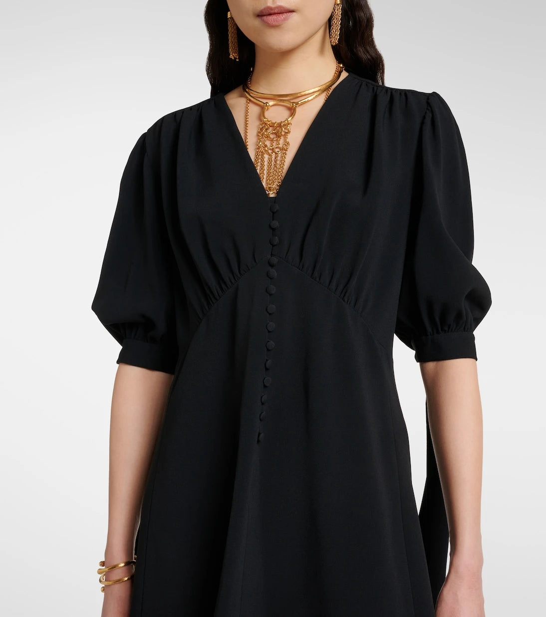 Chloé - Balloon-sleeve crêpe minidress