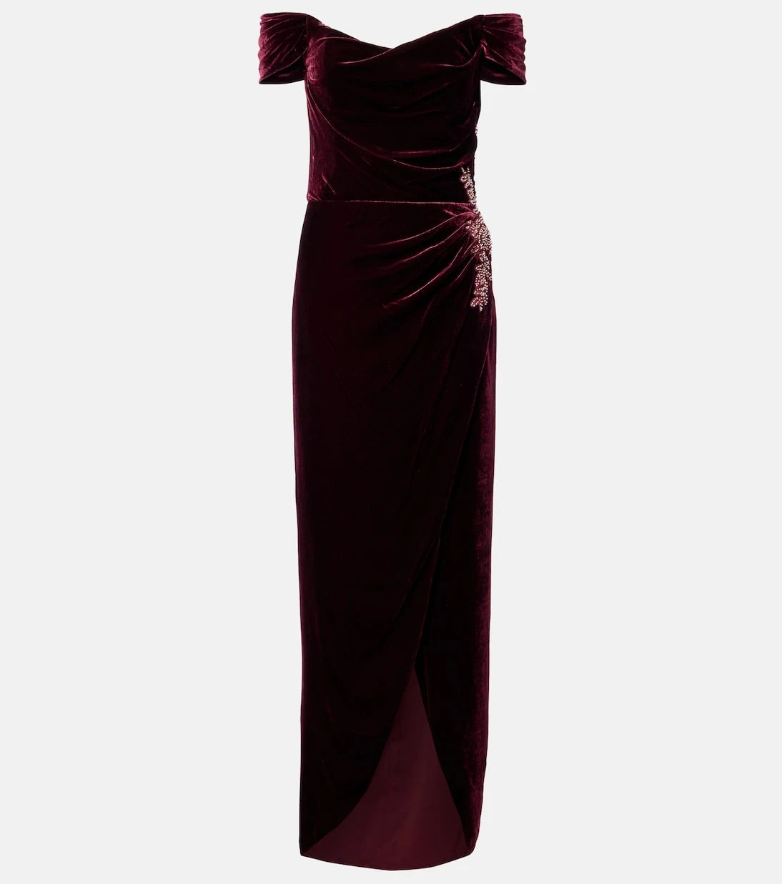 Costarellos - Embellished off-shoulder velvet gown