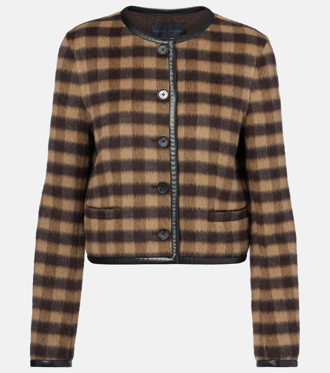 Proenza Schouler - Checked leather-trimmed wool-blend jacket