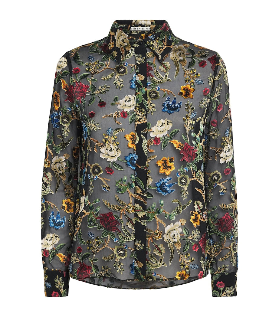 Alice+Olivia Black Floral Willa Blouse