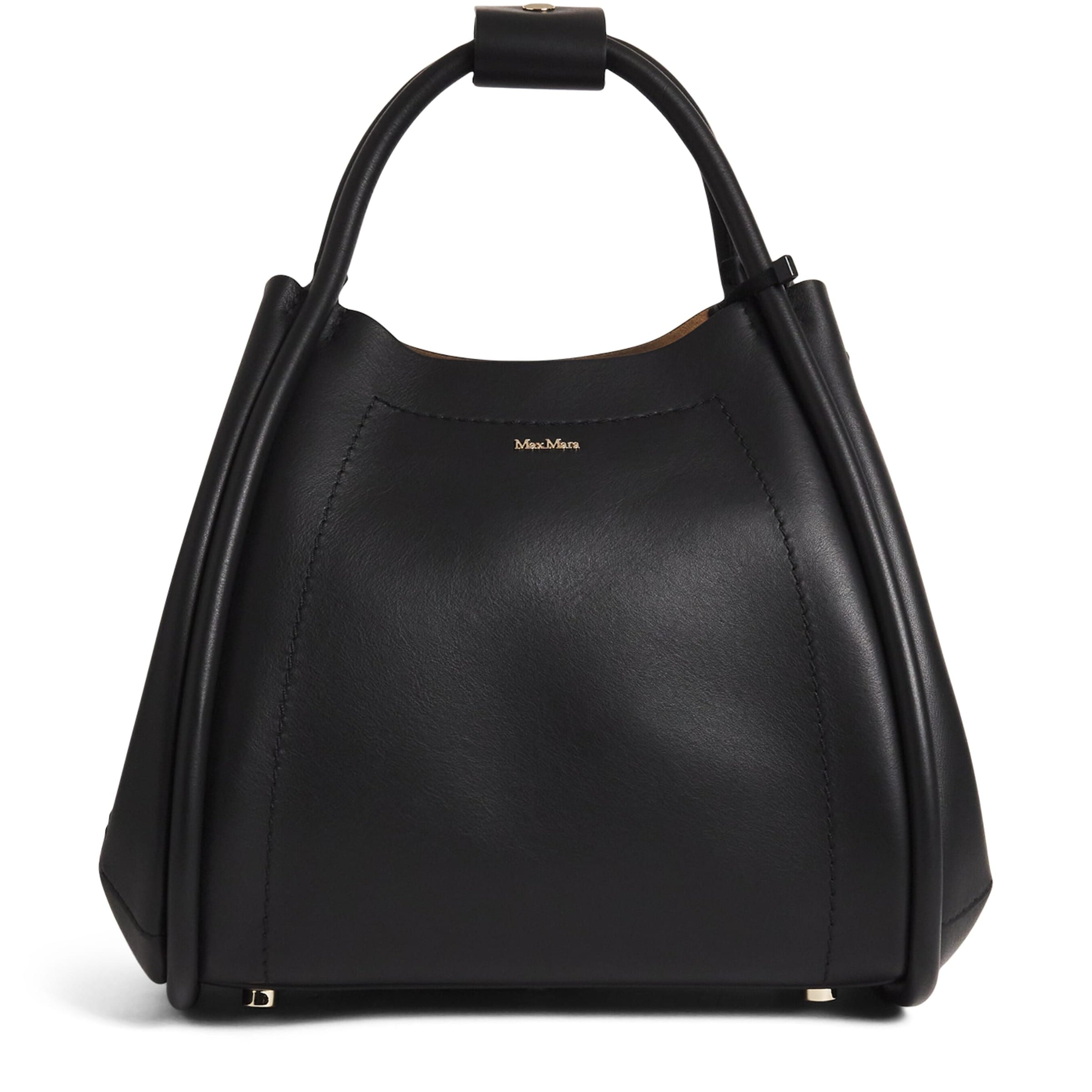 Black Small Leather Marine Top-Handle Bag