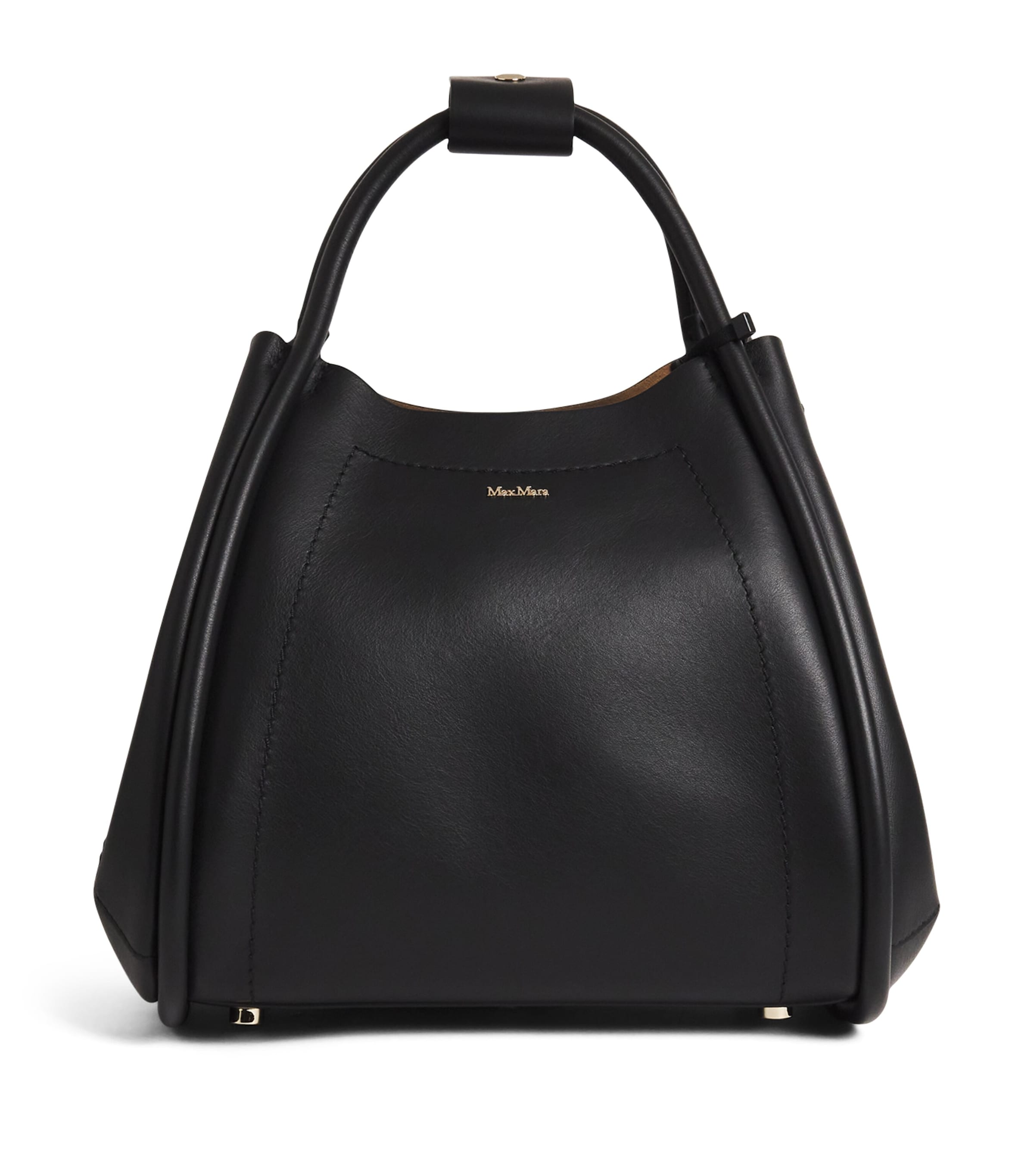 Black Small Leather Marine Top-Handle Bag