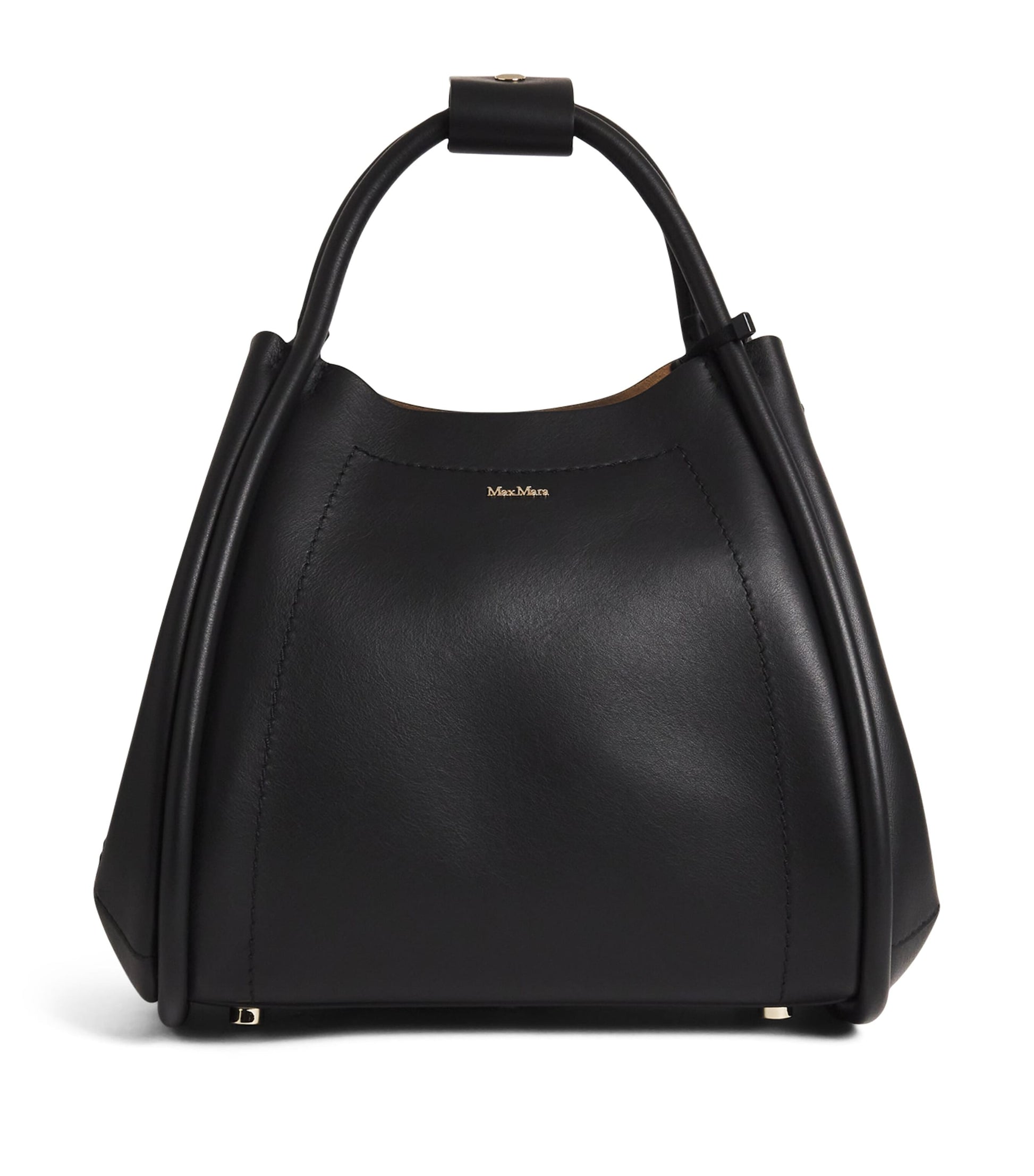 Black Small Leather Marine Top-Handle Bag