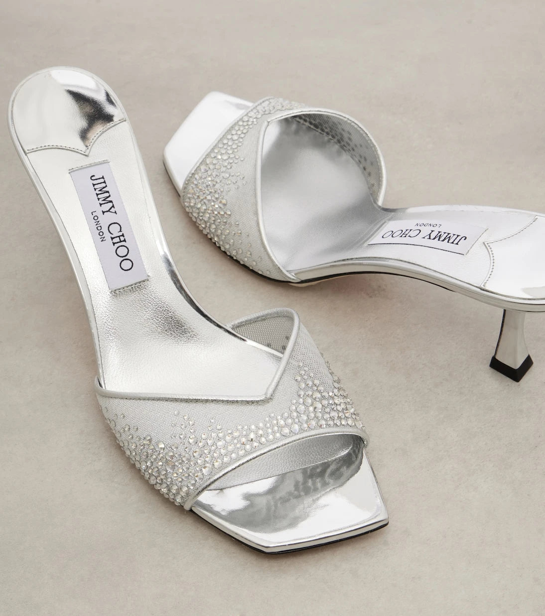Jimmy Choo - Skye 70 embellished mesh mules