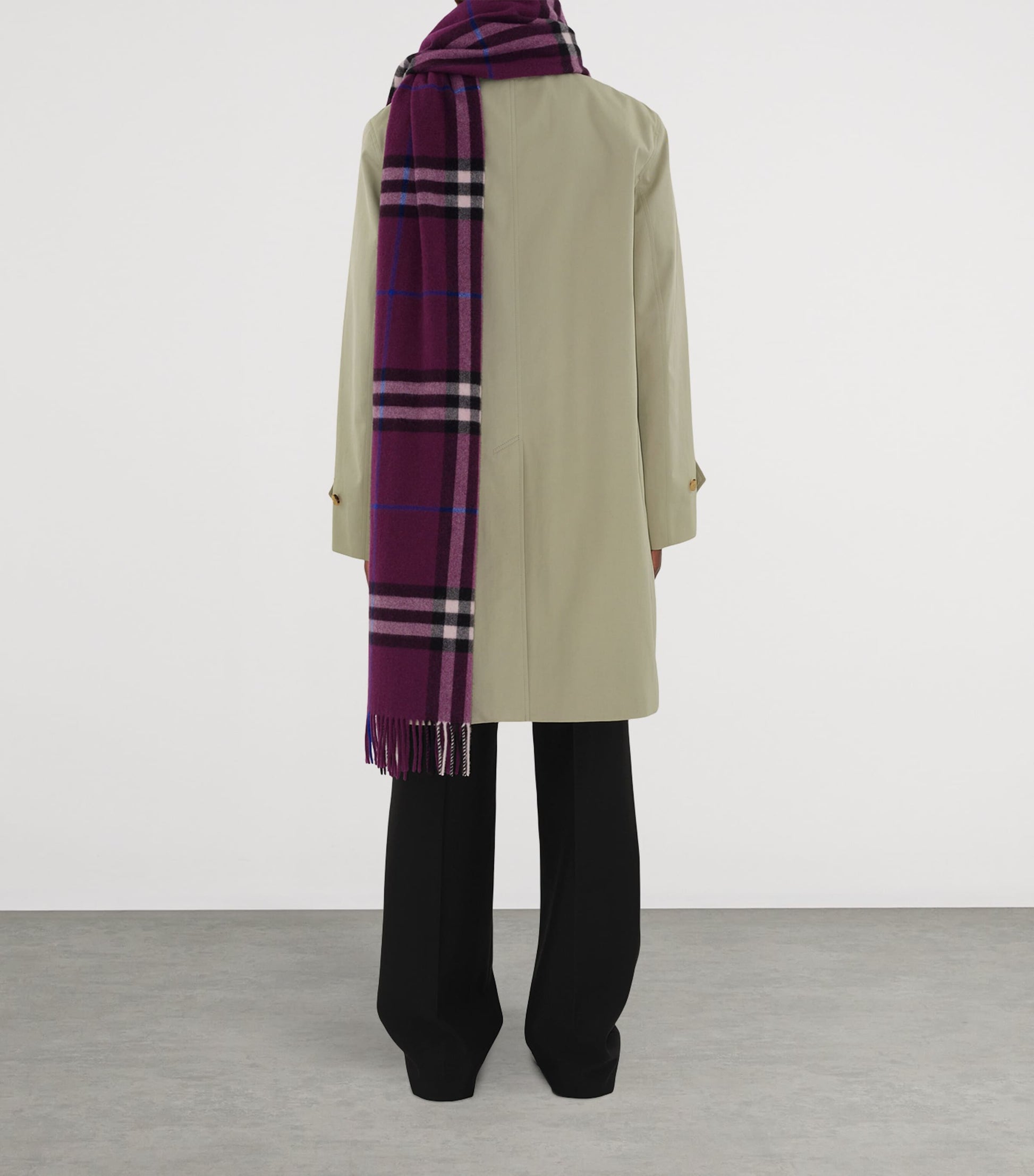 Purple Cashmere Wide Check Scarf