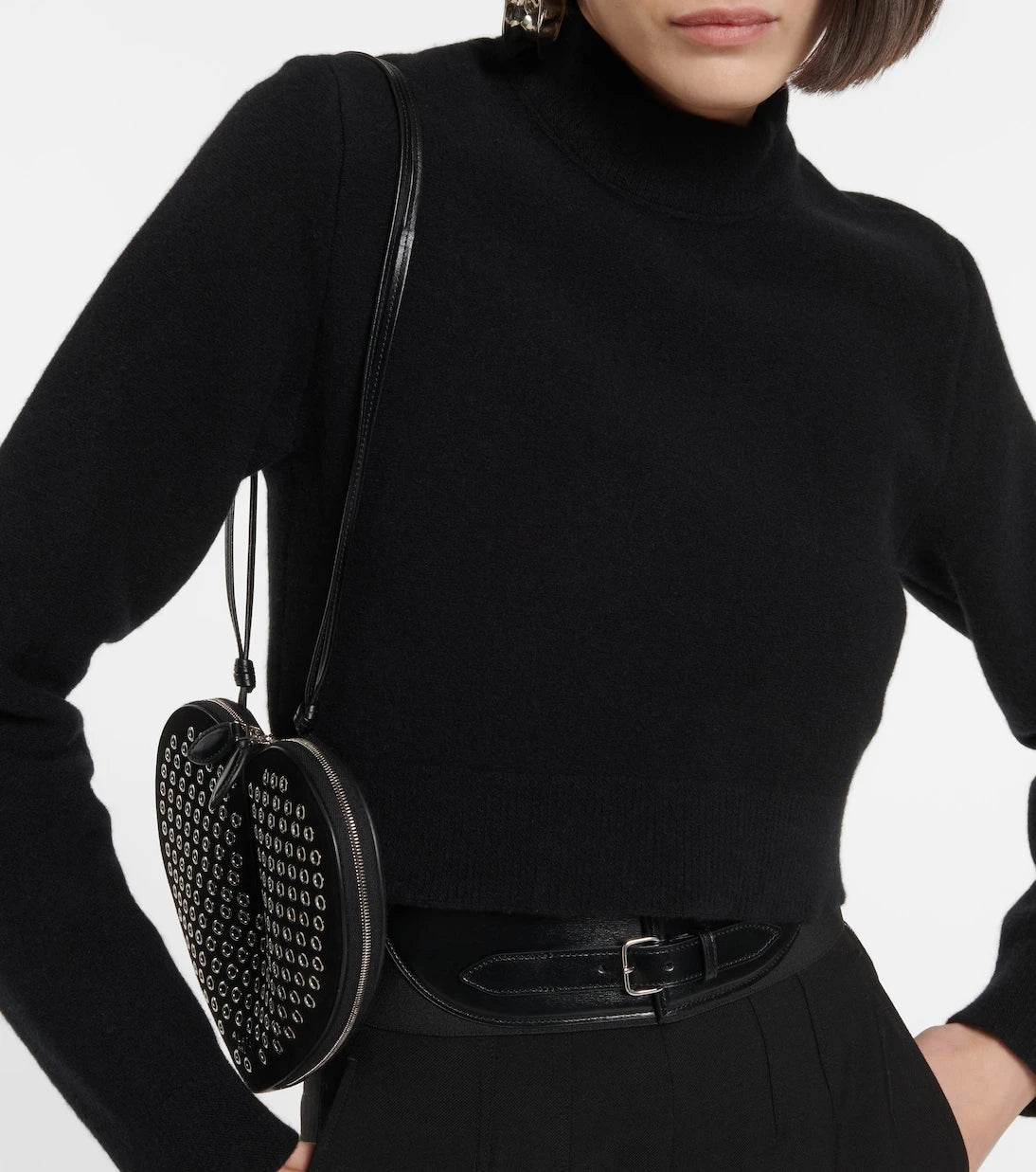 Alaïa - سترة بياقة عالية من صوف البكر بقصة قصيرة