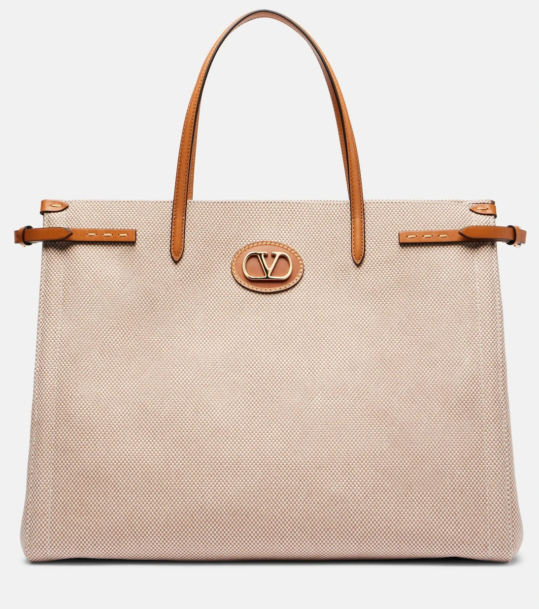 Valentino Garavani - Antibes leather-trimmed canvas tote bag