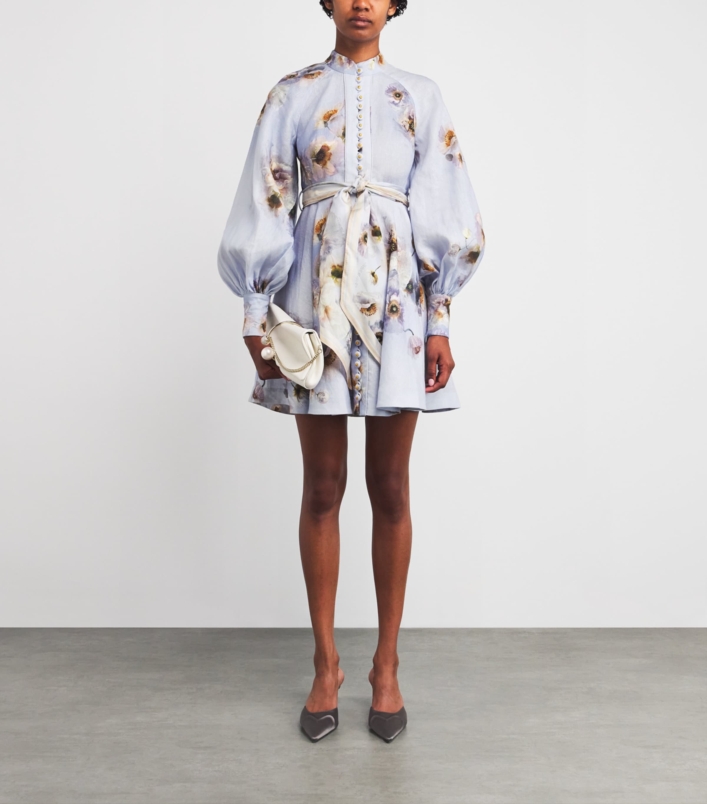 Linen Hypnotic Mini Dress LILAC POPPY