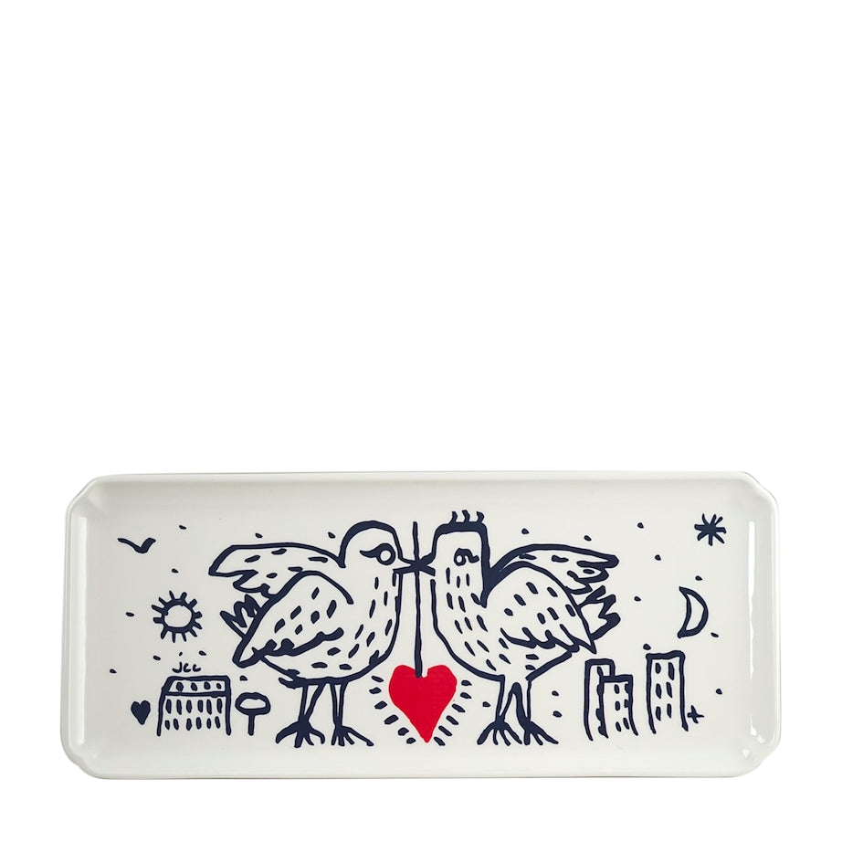 L'Archipel Sentimental Serving Tray WHITE, BLUE