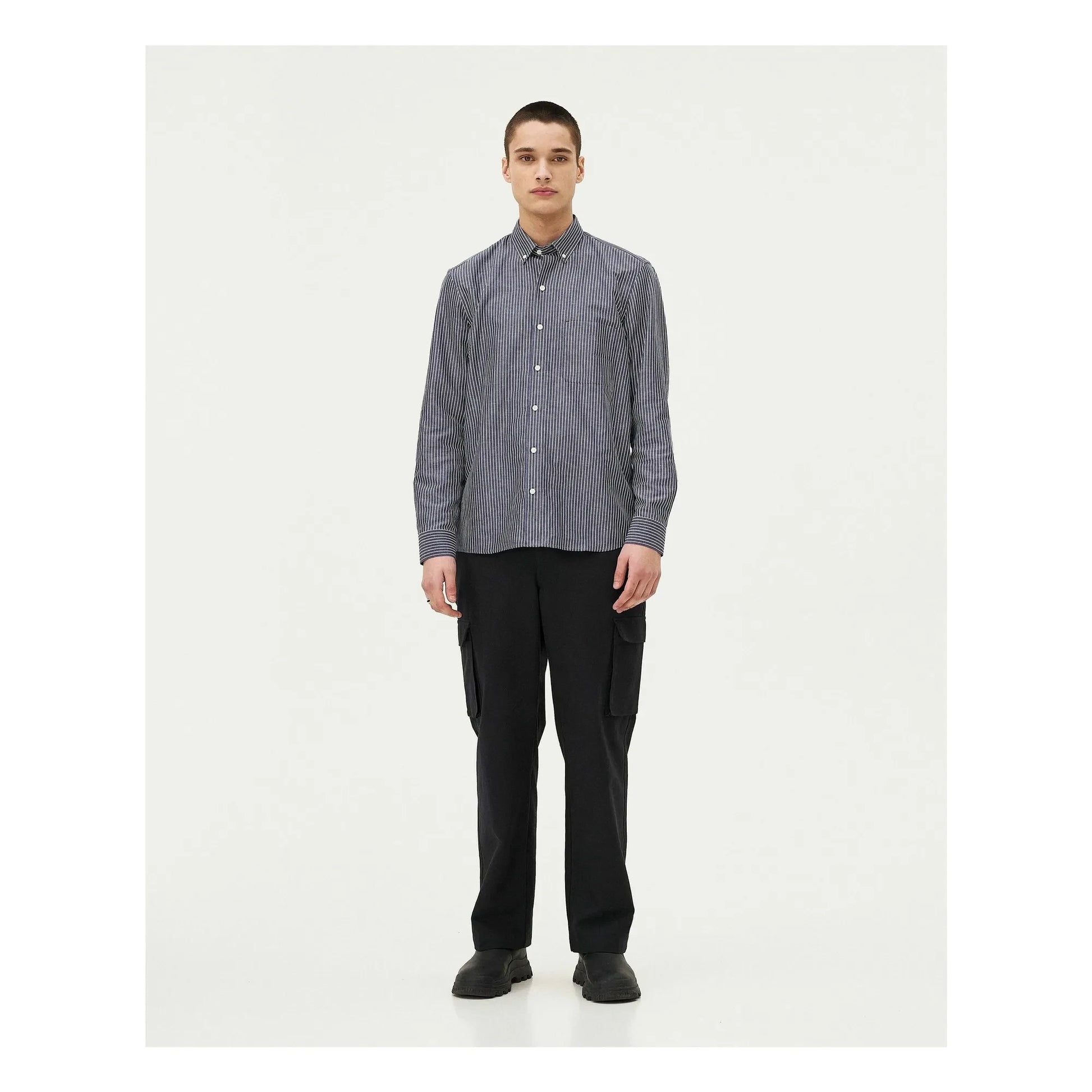 Noyoco - Curtis shirt Fine stripes Recycled cotton | Blue