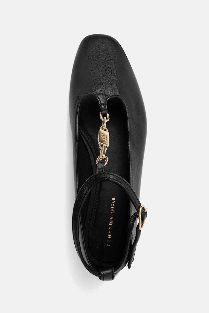 Кожени балеринки Tommy Hilfiger TH-BAR CHAIN BALLET