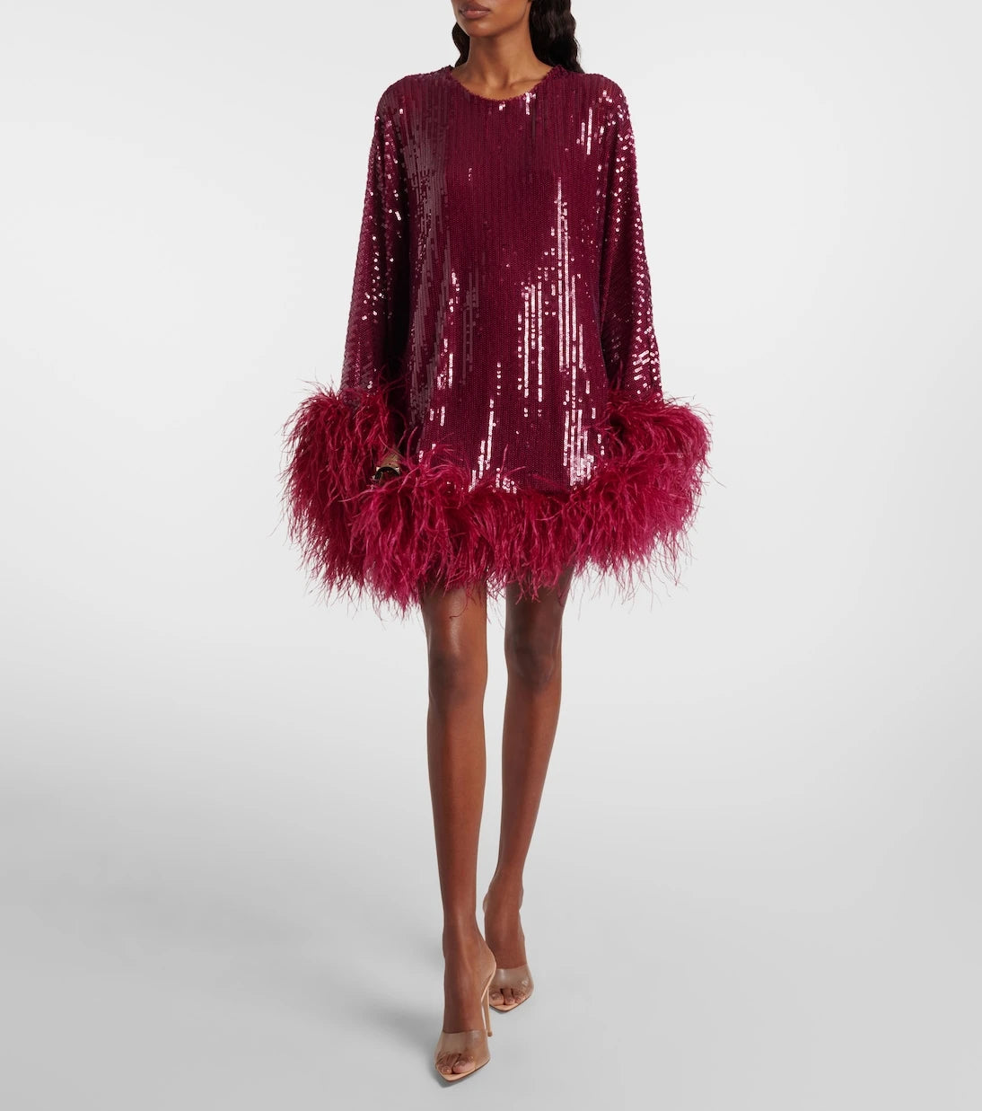Taller Marmo - Vegas sequined feather-trimmed chiffon kaftan