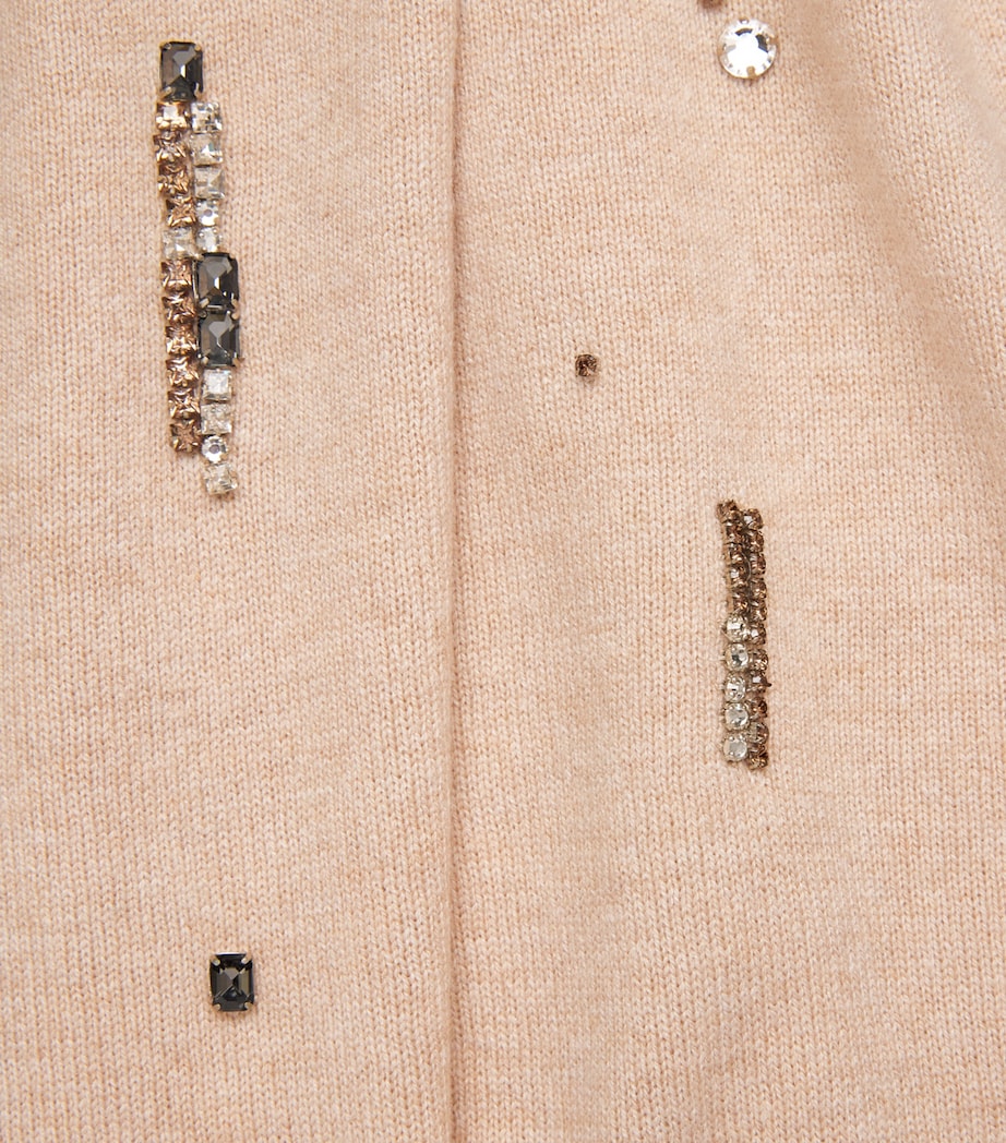 Fabiana Filippi Beige Wool-Silk-Cashmere Embellished Skirt