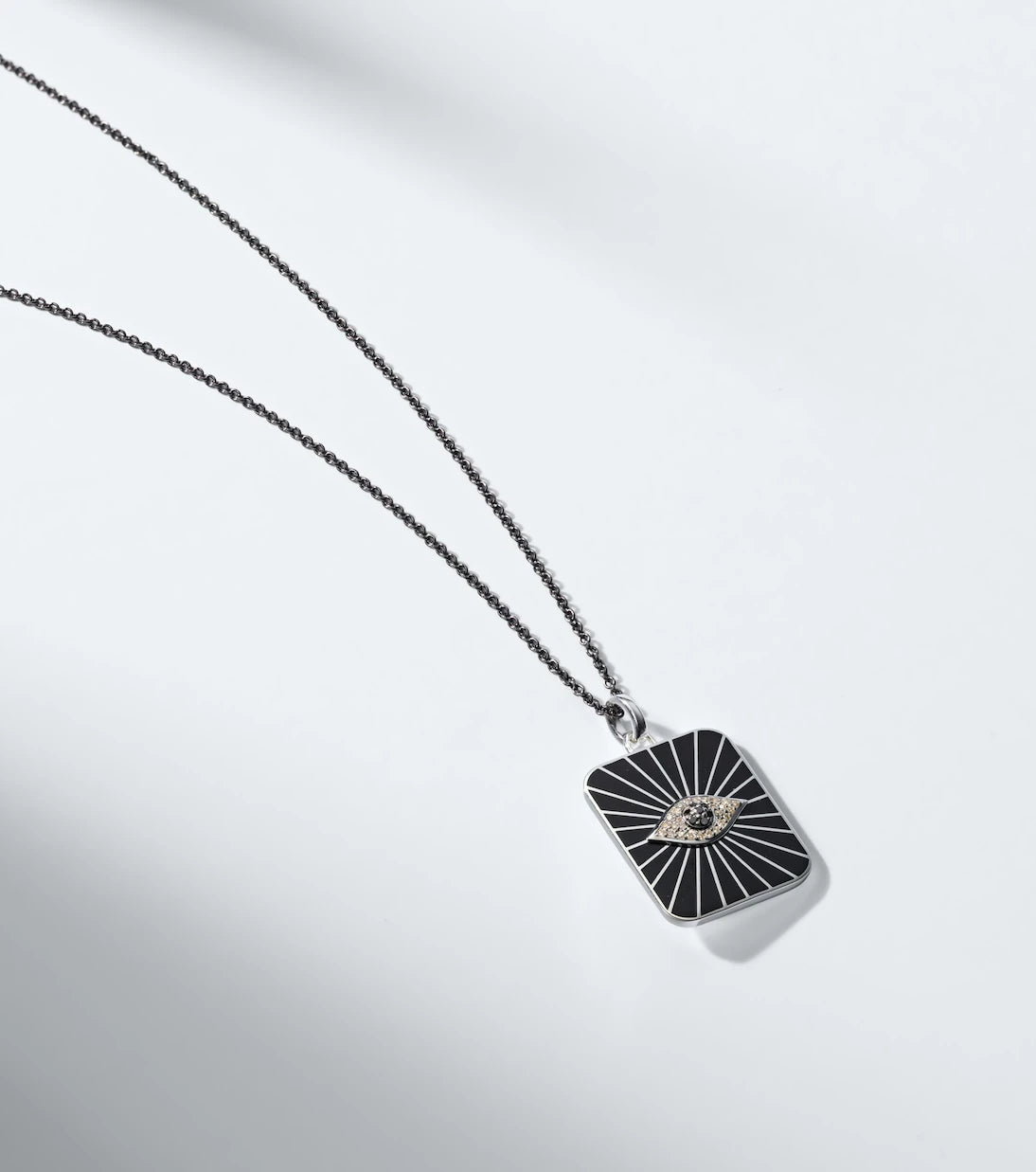 Ileana Makri - Evil Eye sterling silver pendant necklace with diamonds