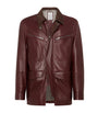 Red Leather-Suede Padded Jacket