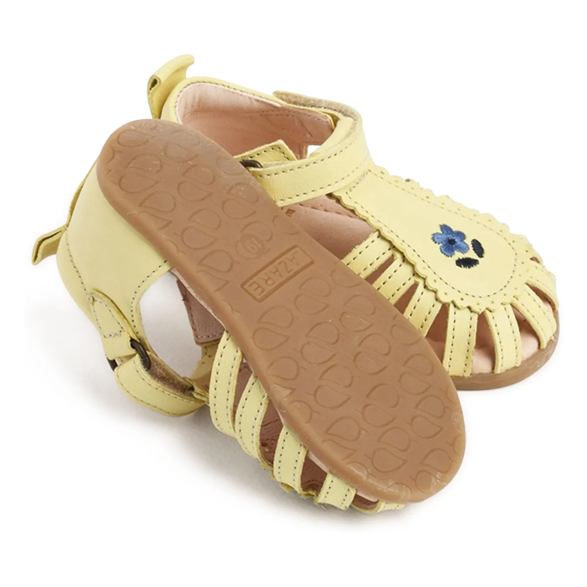 Lazare - Colette Flower Embroidered Sandals | Pale yellow