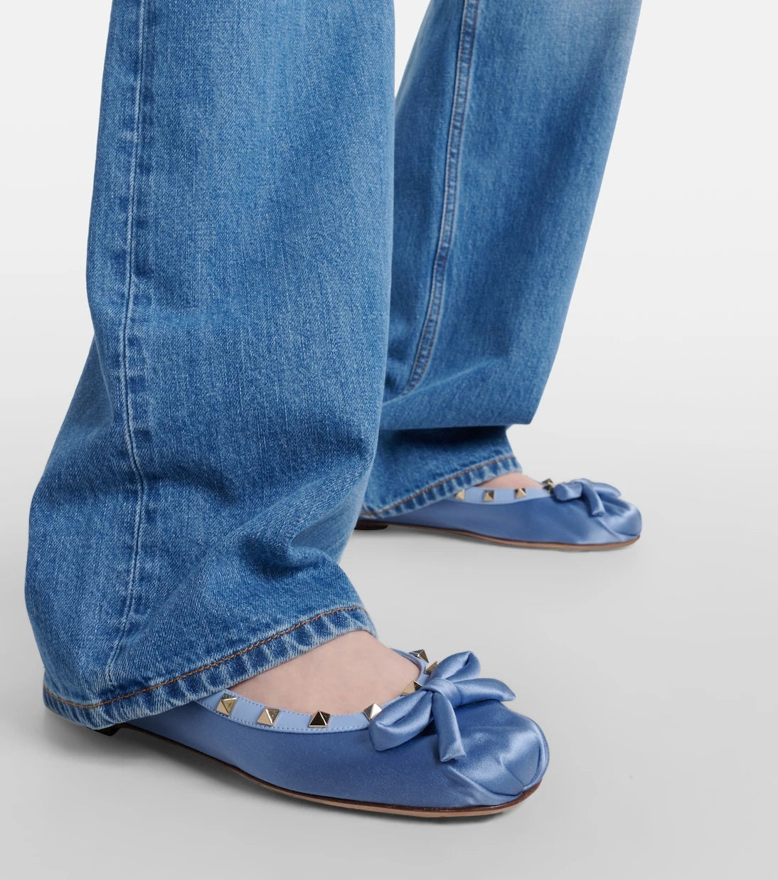 Valentino Garavani - Rockstud satin ballet flats