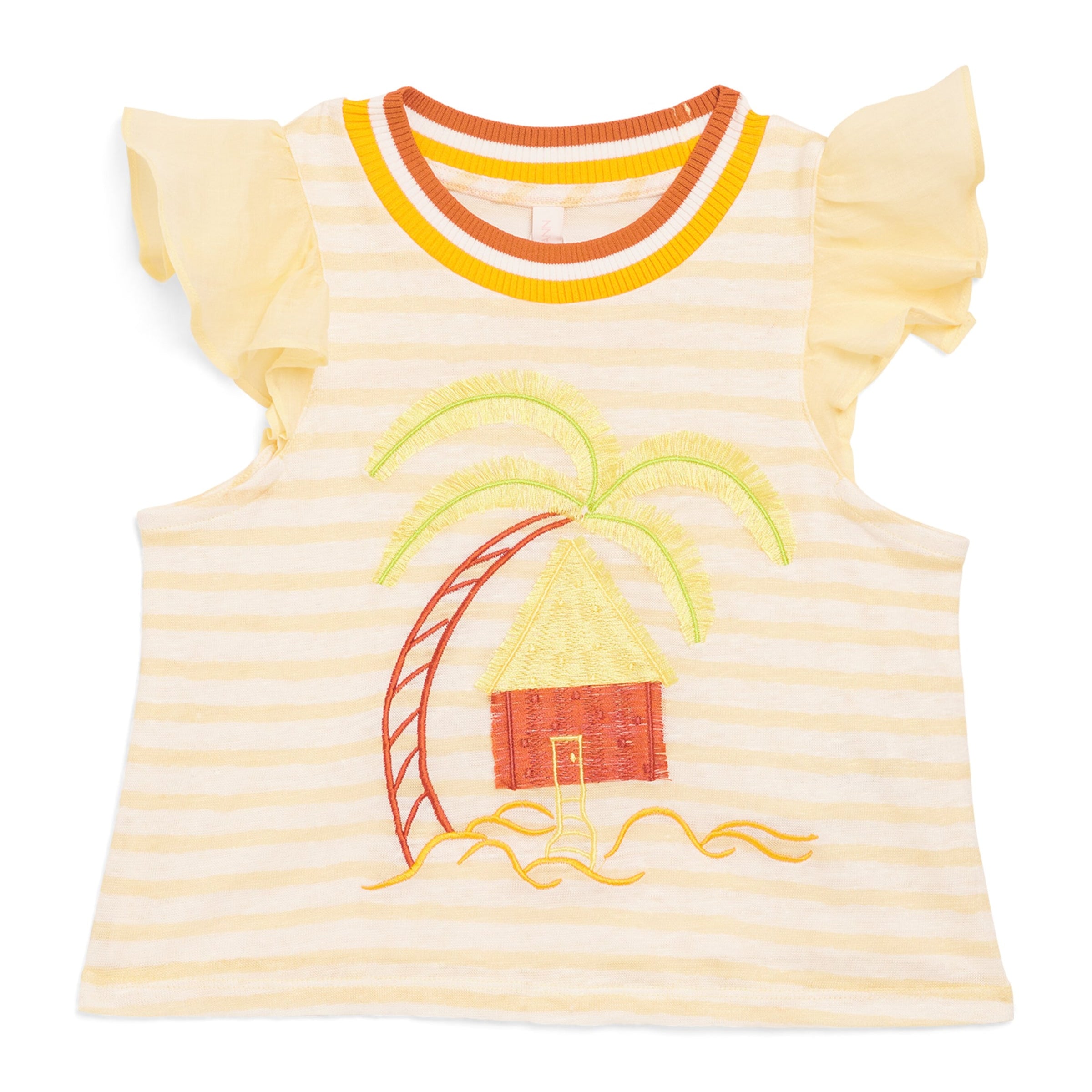 Zimmermann Kids Linen Appliqué Cascadian Frill T-Shirt (12-24 Months)