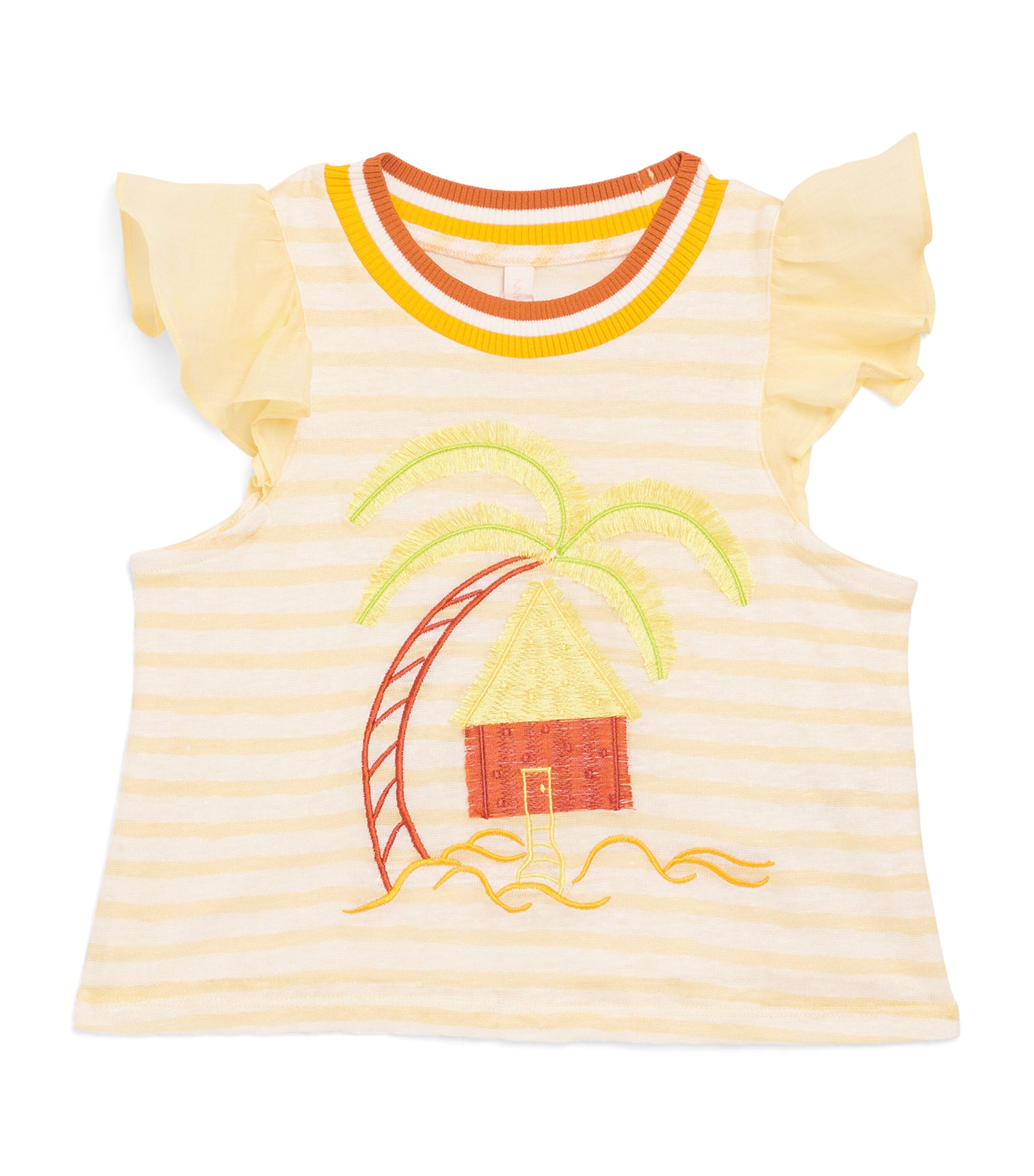Zimmermann Kids Linen Appliqué Cascadian Frill T-Shirt (12-24 Months)
