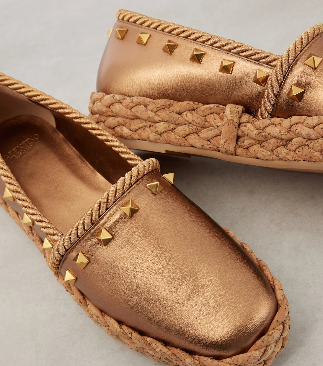 Valentino Garavani - Rockstud metallic leather espadrilles