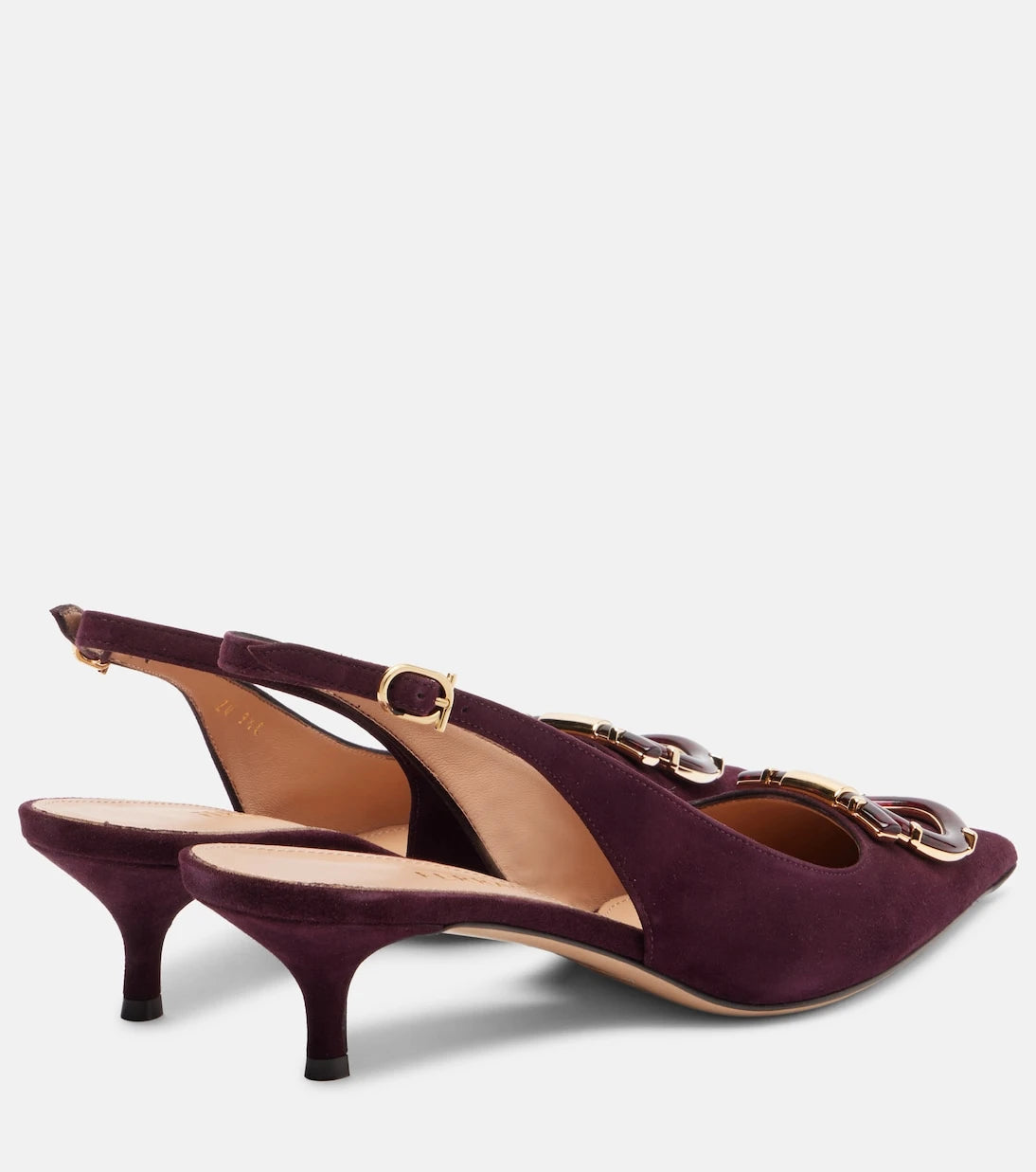 Ferragamo - Sara 40 Gancini suede slingback pumps
