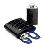 Croc-Embossed Leather Double Hip Flask