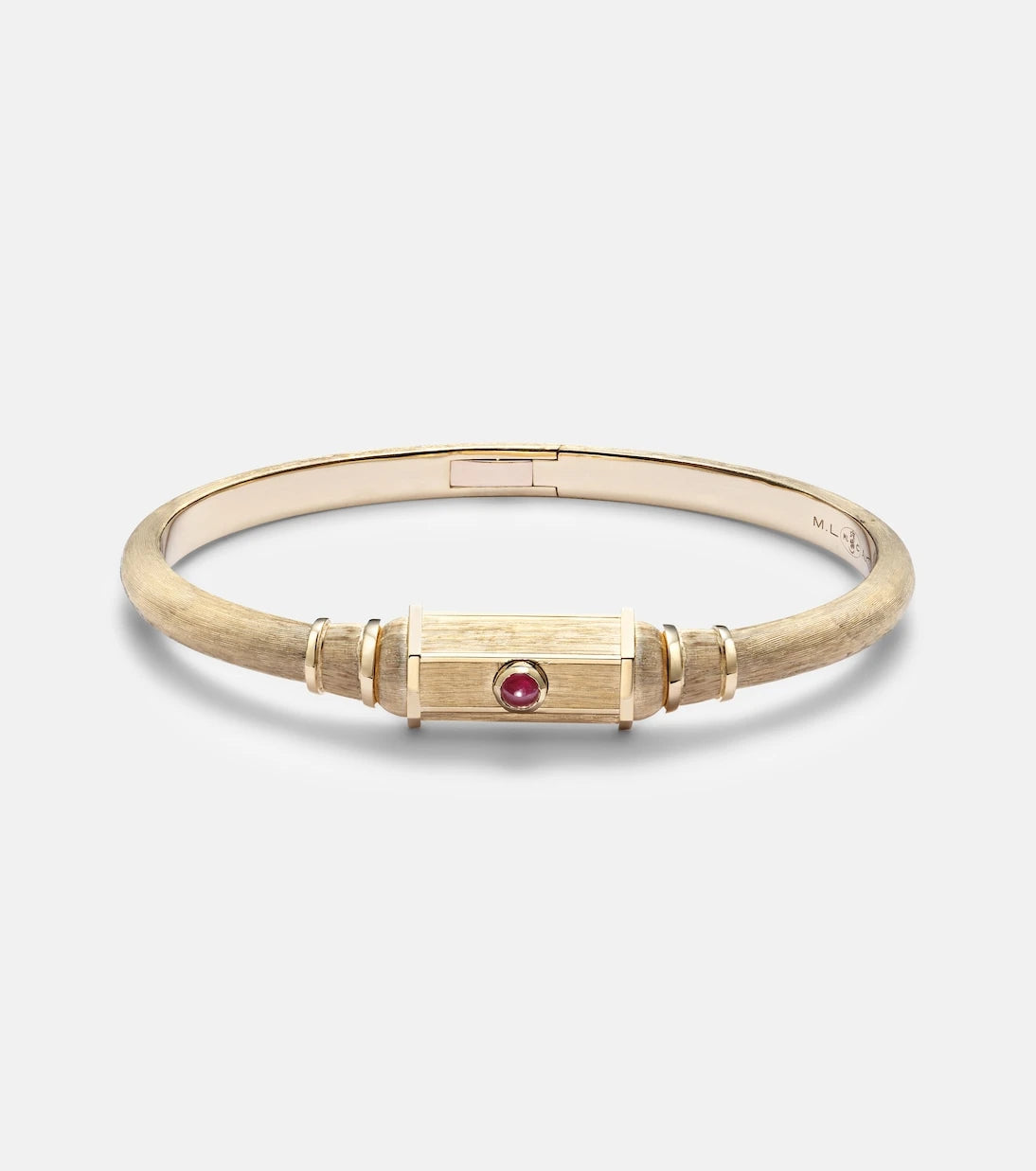 Marie Lichtenberg - Baby 18kt gold locket bangle with ruby