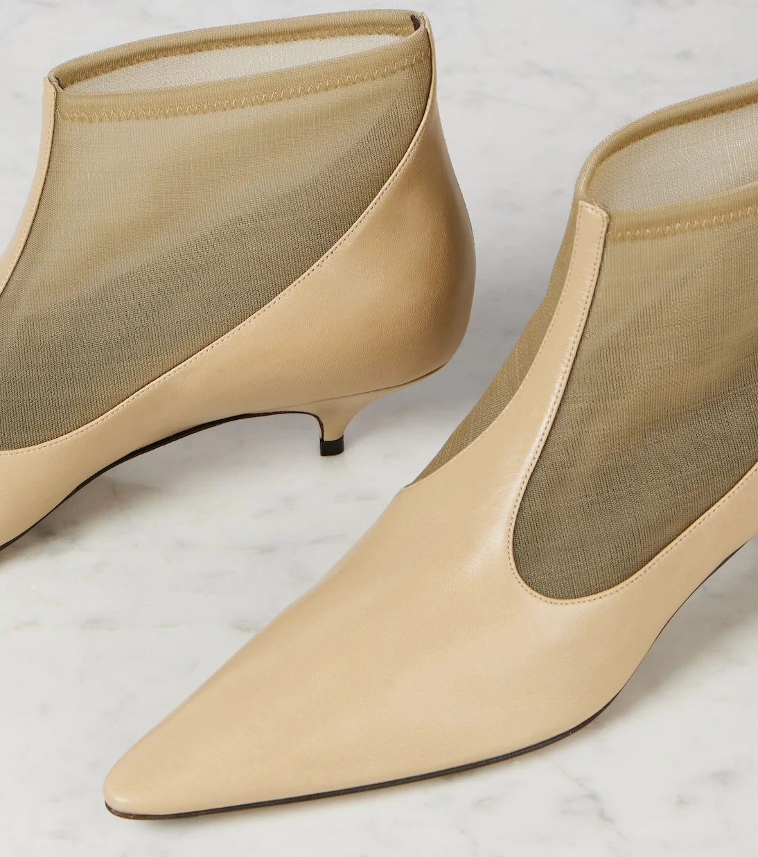 The Row - Leather and mesh ankle boots