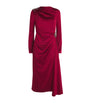 Erdem Red Satin Cady Draped Midi Dress