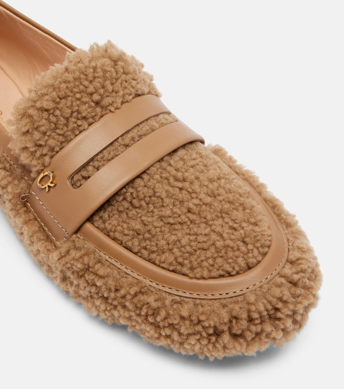 Gianvito Rossi - Deri şeritli shearling makosenler