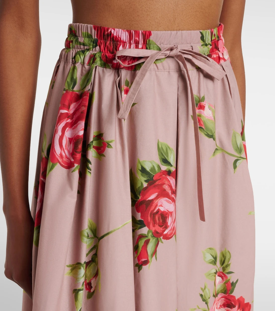 Dolce&Gabbana - Floral pleated cotton midi skirt