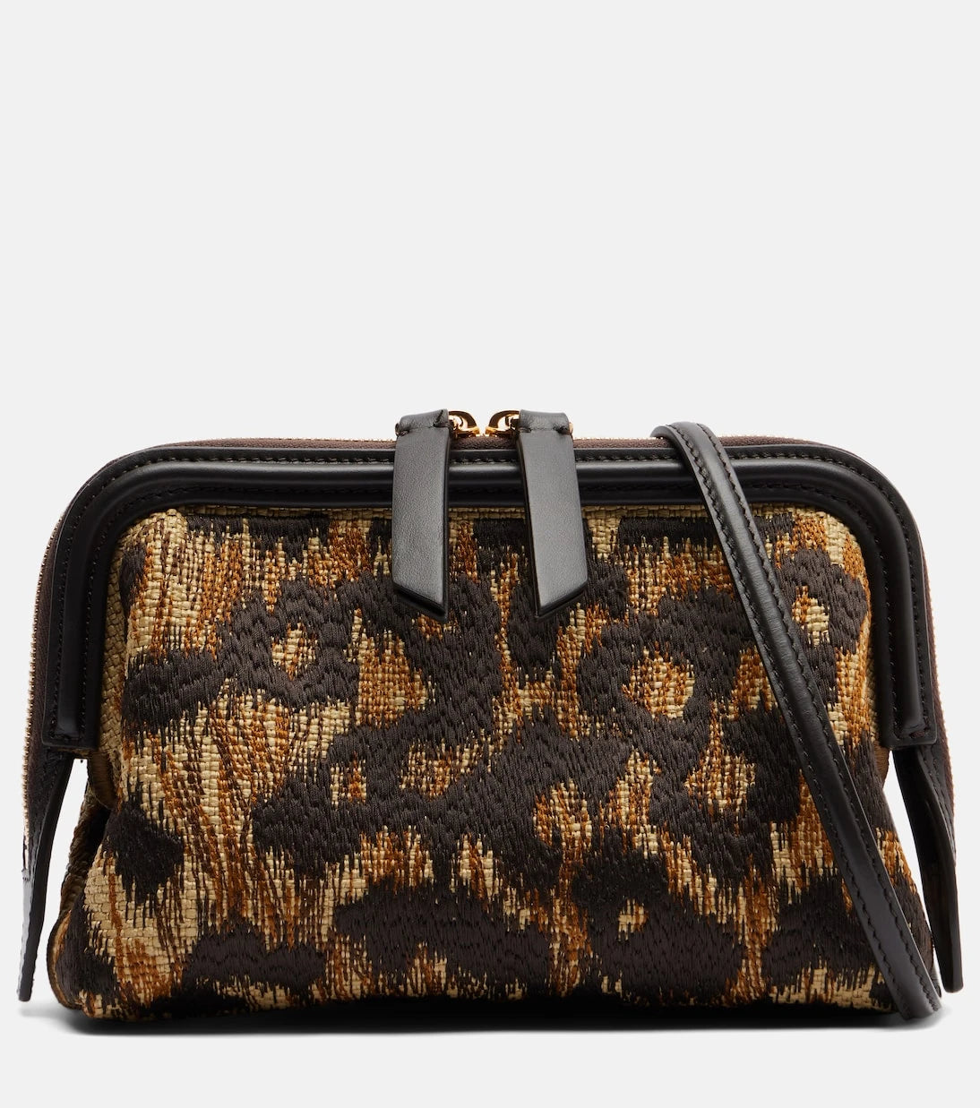 Etro - Doc leather-trimmed raffia-effect crossbody bag